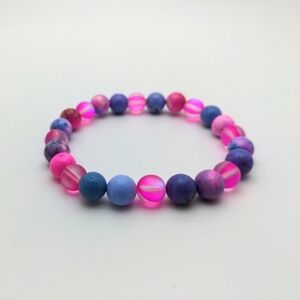 381MIDALANE Barbie-Pink & Purple 8mm Howlite Stone Bracelet